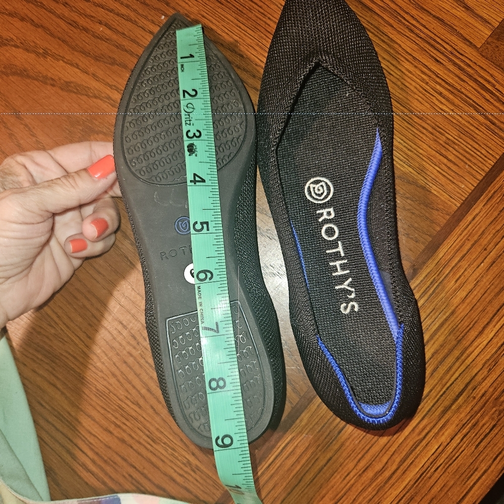 Nwob, Rothys The Point In Black Solid Flat 6 - image 8